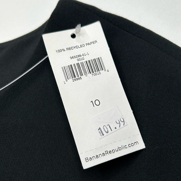 Banana Republic NWT Dress Black 10 Short Sleeve Eyelash Lace Trim Sheath Career - Picture 6 of 16